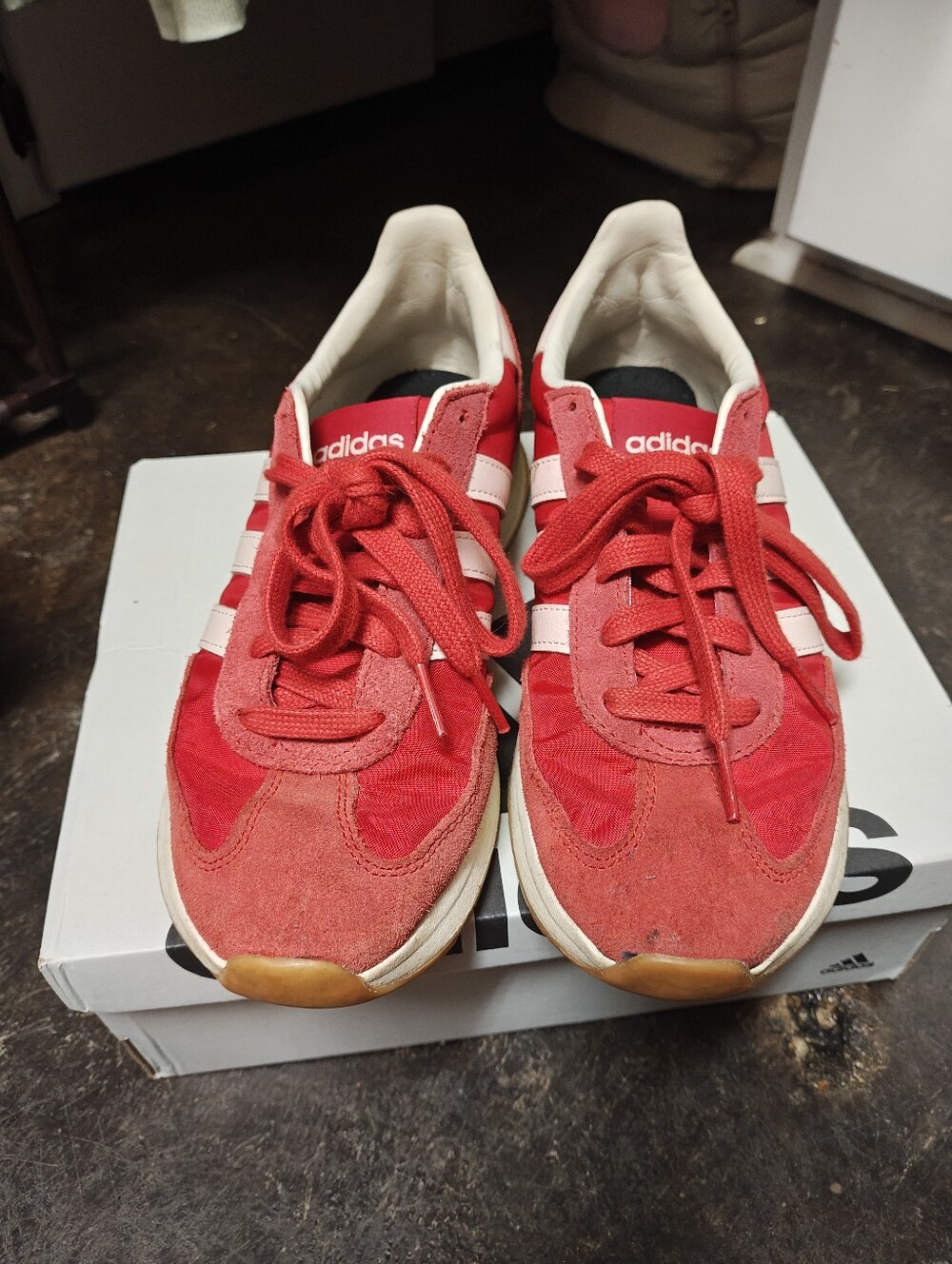 adidas Red and White Women's Retro Runner Sneakers